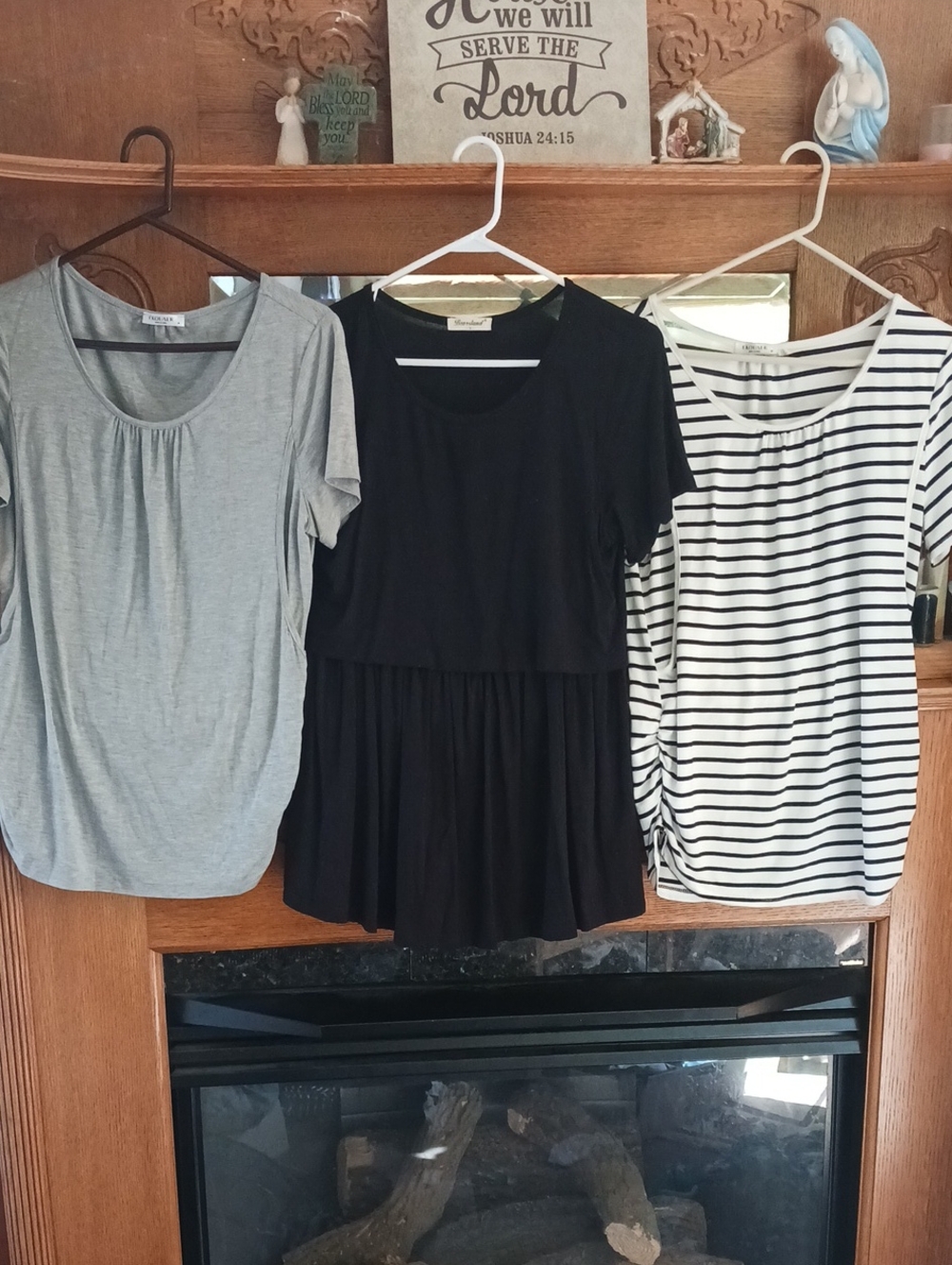 3 | Black, Grey & Navy Striped Short-Sleeve Nursing Tops